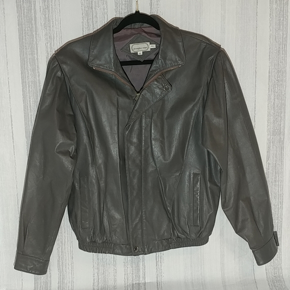 Vintage Other - Vintage Gray Leather Moto Jacket